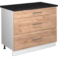 Vicco Keukenonderkast Fame-Line, Goudkleurig Eiken/Wit, 100 cm, WB Antraciet