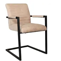 Lizzely Garden & Living SET DEAL: 4 stuks Eetkamerstoel met armleuning zand microvezel Noor eetstoel zetel