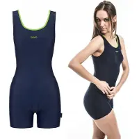 Zagano - Badpak met pijpjes dames - Maat 40 - Donkerblauw/Groen - Sneldrogend - Chloorbestendig - UV-bestendig