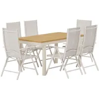Svea - Josef rechthoekige tuintafel - naturel + 6x Jonathan tuinstoelen - beige