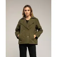 Tantra Korte gewatteerde trenchcoat met dubbele knopenrij, zijzakken en een uitlopende achterkant