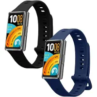 Kwmobile 2x horlogebandjes geschikt voor Huawei Band 11 / Band 11 Pro bandje - Smartwatch bandjes van TPU - Activity tracker horloge band in zwart / donkerblauw