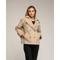 Tantra Korte gewatteerde trenchcoat met dubbele knopenrij, zijzakken en een uitlopende achterkant