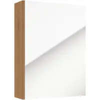 Deftrans Badkamerkastje met spiegel 60x50x15cm, smal, hangend, ambachtelijk eikenhout Salsa