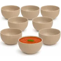 Secret De Gourmet Soepkommen Memphis - 8x - D14 cm - 600 ml - beige - keramiek - schaaltjes - kommetjes - stapelbaar
