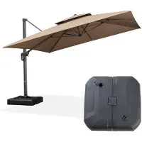 Laura Zweefparasol 365x365 cm XXL Vierkant – 360° Draaibaar, Kantelbaar, Inclusief Parasolvoet, UV50+ Bescherming, Waterafstotend, Dubbel Dak, Aluminium Frame – Beige – Abkantoor