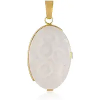 Cavill - Zilveren hanger verguld - Witte Agaat 27,5ct Ovaal Cabochon - Bali Barong stijl - Handgemaakt - Luxe dames sieraad