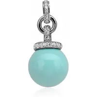 Zinzi - Zilveren Hanger - Turquoise Parel - Zirkonia (ZIH459T)