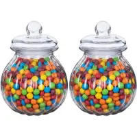 Alessandro luxe voorraadpot - 2x - snoeppot - glas - met deksel - 2.6 liter - koekjes - snoepjes - 18 x 23 cm