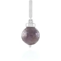 Cavill - Zilveren Hanger Platina Verguld - 3,591 ct Ronde Lepidoliet - 925 Sterling Zilver - Elegante Monosono Collectie - Natuurlijke Edelsteen