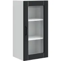 vidaXL Wandglas Kasten PORTO Zwart 40 x 31 x 80 cm Bewerkt hout