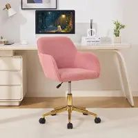 OKWISH Bureaustoel 58 x 58 x 86 cm - In Hoogte Verstelbaar En 360° Draaibaar - Voor Bureau En Thuiswerkplek - Teddy - Roze