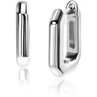 Zinzi 16mm zilveren luxe oorringen 16x3mm achthoekig met klapsluiting ZIO2495