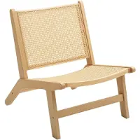 MODFU - Stoel - Rotan rugleuning - Ademend en comfortabel - Woonkamer of slaapkamer - Natuurlijk hout - 64×70×74 cm