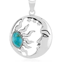 Cavill - Zilveren Hanger - 925 Sterling Zilver - Blauwe Kingman Mohave Turkoois 2,162 ct - Marquise Cabochon - Uniek Elegant Mystiek Sieraad