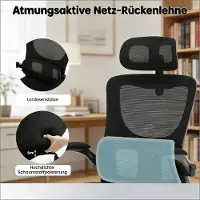 OKWISH Ergonomische Bureaustoel Met Hoge Rugleuning - Verstelbaar, Kantelbaar En Ademend - Voor Werk En Overleg - Zwart