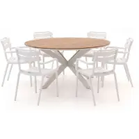 Forza furniture + 10% kassakorting | Forza Vico/Fidenza ø149cm dining tuinset 7-delig stapelbaar
