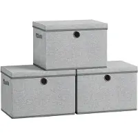 Songmics - Opbergbox - Opbergdoos - 3er-Set - Ordnungsbox - Stapelbar Mit Griffen - Hellgrau