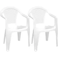 Gerimport tuinstoel Vlieland - 2x - wit - kunststof - 55 x 54 x 83 cm - bijzet stoelen