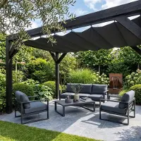 Shadow Comfort - Harmonicadoeken exclusief bevestigingsset - 600 cm x 200 cm - Carbon Black - Harmonica - Geschikt voor pergola - Pergola doek