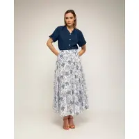 Tantra Lange uitlopende bloemenprint rok met elastische taille