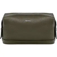 HUGO BOSS toilettas Classic Grained Washbag Khaki groengrijs