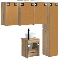 vidaXL Badkamerkast set 5 st Artisanaal eiken Bewerkt hout