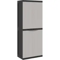 vidaXL Tuinkast 65x37x165 cm polypropeen grijs en zwart