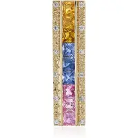 Cavill - 9 Karaat Geelgouden Hanger - Blauwe, Roze & Gele Ceylon Saffier 1,06 ct - Princess Geslepen Channel Zetting - Luxe Sieraad Dames
