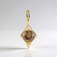 Cavill - Gouden Hanger - 9K Geelgoud - 0,9 ct I2 Champagne Diamant - Ronde Briljant - Elegante Handgemaakte Sieraden - Modern Design