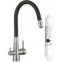 Kuchinox Riveco - Keukenkraan - Flexibele Uitloop - Mat Zwart - Watersysteem Filter
