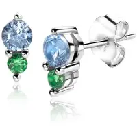 Zinzi 6mm zilveren oorknopjes rond blauw groen ZIO2502