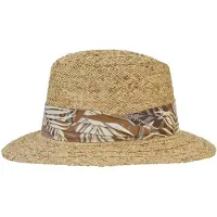 Herman chapeau grand bord droit en paille raphia légère et souple avec ruban tropical