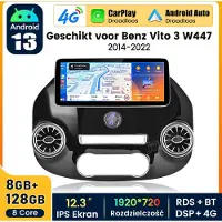 Hexinex HexinexMarket Octa-Core Autoradio Geschikt voor Mercedes Benz Vito W447 2014-2022 - Draadloos CarPlay, Android Auto, GPS Navi, RDS, multimediaspeler, 8GB+128GB