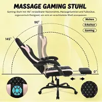 OKWISH Ergonomische Gamerstoel Met Massage Lendensteun - Verstelbare Hoofdsteun En Rugleuning - Voor Thuis Of Kantoor - Mesh En Metaal - Zwart