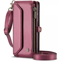 CASEME C36 Hoesje Geschikt voor Samsung Galaxy S24 | Wallet Zipper Book Case met Pasjeshouder | Portemonnee Beschermhoes | met Schouder Strap | Rood