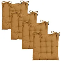 Mica Decorations stoelkussen Paddy matras - 4x - cognac bruin - 46 x 46 x 7 cm - touwtjes sluiting - binnen/buiten