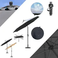 PURPLE LEAF ronde parasol – Parasol voor het balkon of terras met centrale stok – In hoogte verstelbaar – Grijs – UV50+