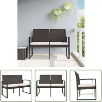 The Living Store Tuinset - Tuinbank - Tuinbank 2-zits met kussens polypropeen rattan bruin - Buitendecoratie - Lounge Set - Patio Furniture