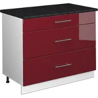 Vicco Keukenonderkast Fame-Line, Bordeauxrode hoogglans/Wit, 100 cm, WB Antraciet