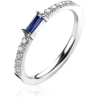 Zinzi zilveren luxe aanschuifring baguette geslepen donkerblauwe zirconia ZIR2133B