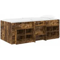 vidaXL - Loft - Bed - Frame - met - Kast - 3 - st - Gerookt - eiken - Bewerkt - hout