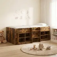 Prolenta Maison Exclusive - Loftbed met kledingkast en planken, 3 stuks, gerookt eikenhout