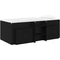 vidaXL Loft Bed Frame met Kast met opslag 3 st Zwart Bewerkt hout