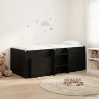Prolenta Maison Exclusive - Bedframe in loftstijl met kast, 3 stuks, zwart, houtvezel