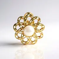 Cavill - 925 Sterling Zilver Verguld Hanger - Witte Zoetwaterparel 7mm - Elegante Filigrain Bloem Sieraden Dames