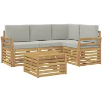 vidaXL Tuinset met 5 zitplaatsen, wit en lichtgrijs, polyester