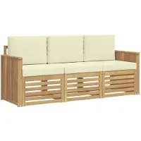 vidaXL Sofa-Sets 3 st Wit en crèmekleurig Polyester