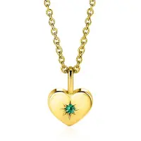 Zinzi MEI hanger 12mm gold plated hart geboortesteen groen smaragd zirconia (zonder collier)