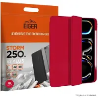 EIGER Storm 250m Stylus Hoes Geschikt voor iPad Pro 13 (2024/2025) - Hoes met Penhouder - Met Slimme Sleep / Wake Functie - Rood